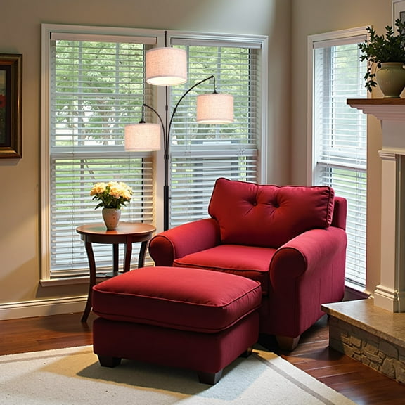 81" Tall 3-Light Tree Floor Lamp With Textured Cream Linen Shades, 3000K Soft Warm,Rotary Switch, Matte Black Metal Pole, Modern Standing Light (3 LED Bulbs Included)