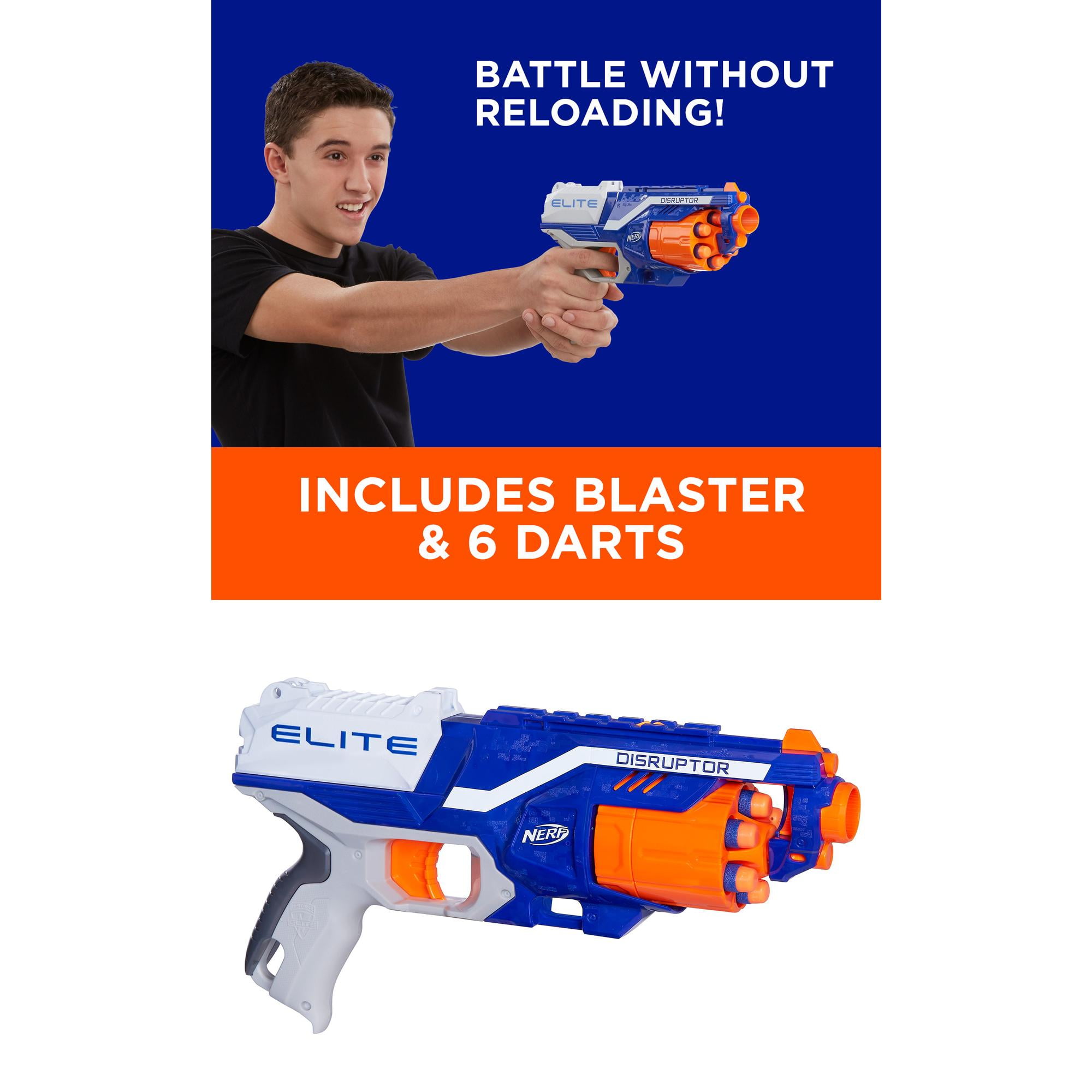 NERF Elite Disruptor Blaster Rotating Drum 6 Official Darts Brand New 