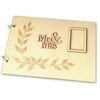 Tomshoo Handmade Mr & Mrs Wedding Guest Book Wooden DIY Signature Sign-in Book with Ribbon Decoration Bridal Engagement Present