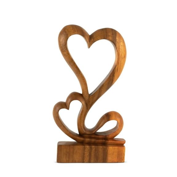 12" Wooden Handmade Abstract Sculpture Statue Handcrafted "Hearts Blossom" Gift Decorative Home Decor Figurine Accent Decoration Artwork Hand Carved
