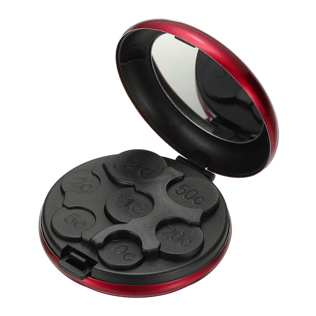 Uxcell Coin Dispenser Storage, Portable Change Sorter Aluminum Case, Red