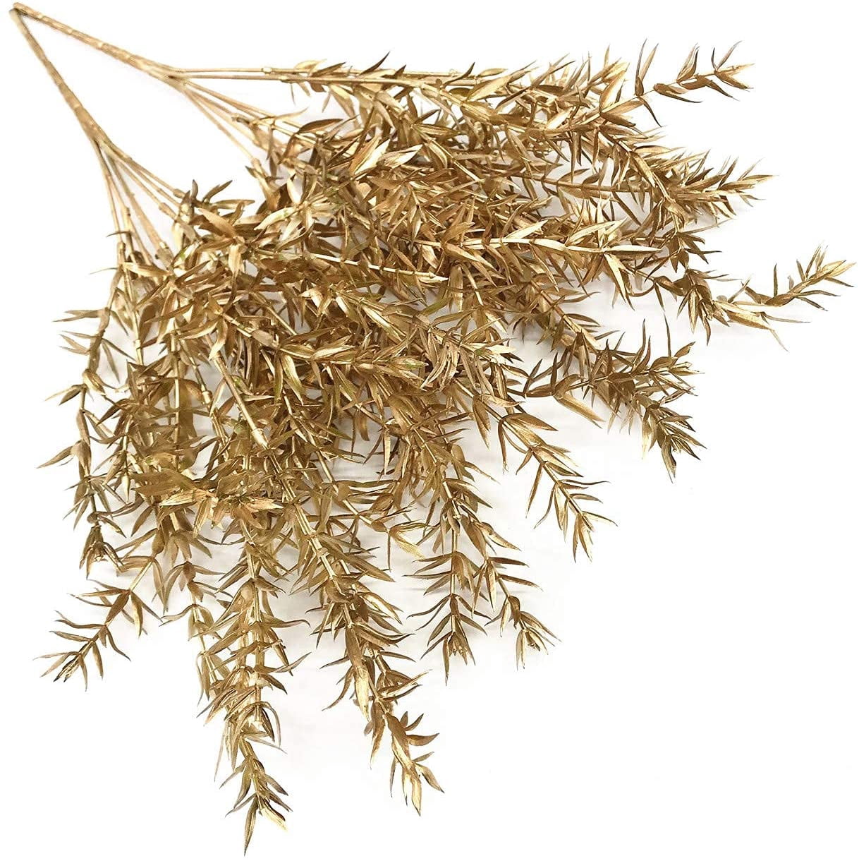 Morttic Artificial Golden Baby Breath Flowers, Plastic Fake Gypsophila Flower for Indoor Outdoor Christmas Wedding Home Party Table Arrangement Decoration DIY Planter Filler Gold Leaves Decor - 6 Pack
