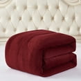 JML Sherpa Fleece Bed Blanket Cal King 3 Pieces,Thick Warm Blanket,Burgundy,87" x 95",7.5lb