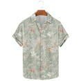 thumbnail image 2 of ZCFZJW Hawaiian Shirt for Men Regular Fit Summer Lightweight Breathable Blouse Vintage Leaves Printed Short Sleeve Button Down Graphic T-Shirt Tops Green XL, 2 of 5