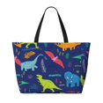 thumbnail image 2 of Fuzoiu Dinosaurs Print Waterproof Beach Tote Bag for Women Girls with Zipper,Sandproof Pool Swim Bag,Large Capacity Beach Travel Bag for Pool Swim Travel Everyday, 2 of 7