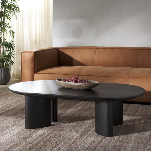 Safavieh Couture Barnard Oval Wood Modern Coffee Table, Black