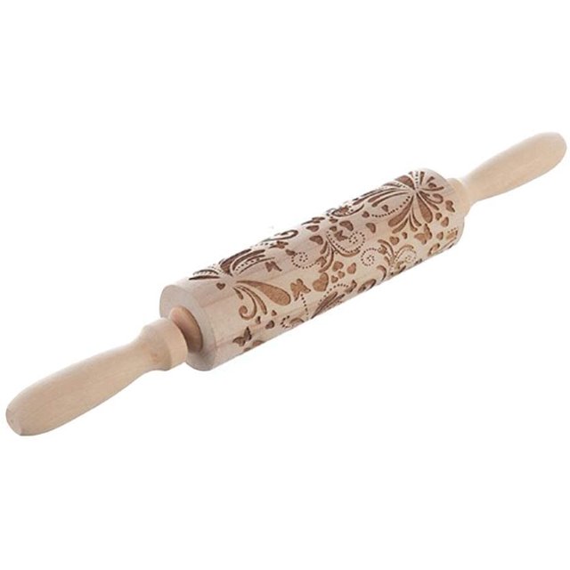 Pinces à Rouler en Bois Bricolage Maison Biscuits Outils Accessoires Gaufrés Modèles Rouleau Laser Gravé Pâte à Gaufrer Bâton Sculpté pour la Cuisson Pizza Fondant & Biscuits