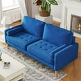 thumbnail image 2 of 68" Loveseat Sofa, Mid Century Modern Couches for Living Room, 2 Seater Couches with 2 Pillows for Bedroom Furniture, Apartment,Blue, 2 of 5