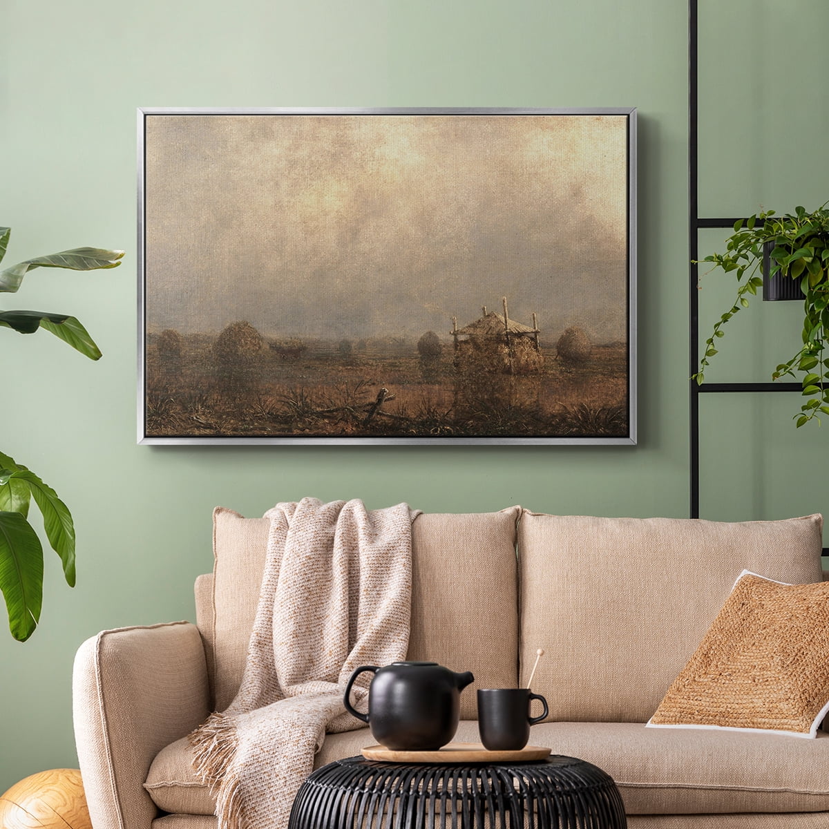Vintage Landscape-MVIII By Wexford Home Framed in Silver Wood Gallery Wrapped Canvas 27 in. x 41 in.