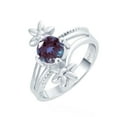 thumbnail image 2 of Sterling Silver with Color Changing Alexandrite Solitaire Flower Ring, 2 of 4