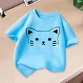 thumbnail image 2 of ight Blue Kids Girl Boy Cat Graphic Tshirts Crew Neck Tee Tops for Child Short Sleeve Lounge Kawaii Fall Summer Tee Shirt 2026 Clothes Trendy 6 Years, 2 of 8