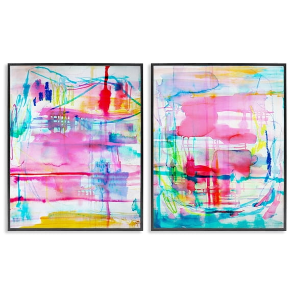 Stupell Industries Vibrant Chaos Abstractions Abstract Painting Black Framed Art Print Wall Art, 11 x 14, Set of 2