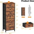 thumbnail image 5 of Dresser with 7 Drawers,Tall Chest of Drawers Industrial Fabric Dresser for Bedroom,Vertical Storage Tower Bedside Furniture in Living Room,Closet,Entryway-Sturdy Steel Frame(Rustic Brown), 5 of 18