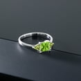 thumbnail image 5 of Gem Stone King 10K White Gold Green Peridot 3 Stone Engagement Ring for Women (1.09 Cttw, Gemstone August Birthstone, Princess Center 5MM, Trillion 3.5MM, Size 9.5), 5 of 5