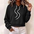 thumbnail image 2 of hoksml Women Solid Cropped Drawstring Hoodie Drop Shoulder Long Sleeve Pullover Sweatshirt for Casual Street Daily Wear, 2 of 5