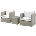 thumbnail image 1 of Modern Contemporary Urban Outdoor Patio Balcony Garden Furniture Lounge Sectional Sofa Set, Sunbrella Rattan Wicker, White Light Gray, 1 of 6