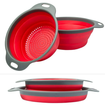 Collapsible Strainer - Colander Set - 2 Collapsible Colanders (Strainers) Set By Comfify - Includes 2 Folding Strainers Sizes 8