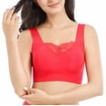 thumbnail image 6 of ATOYSOY Sports Bra Wireless Lightly Running Yoga Breathable Push Up Underwear Solid Color Everyday Bra Smoothing Comfort Bra Lace Splicing Fitness Workout Seamless Clearance Red, 6 of 7