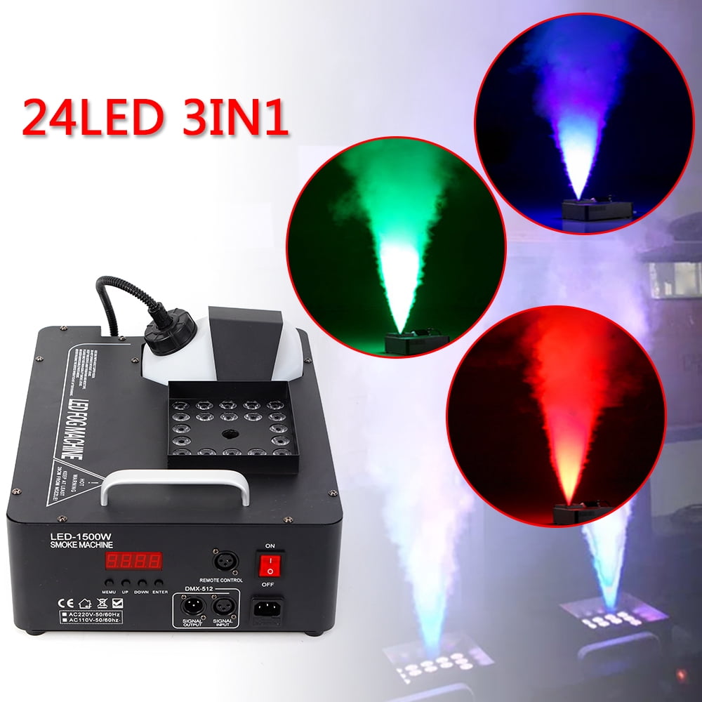 Anqidi 1500W Smoke Fog Machine RGB 3 in1 24 LED DMX Vertical Spray Stage Light Fogger w/Wireless Remote for Disco Wedding Party