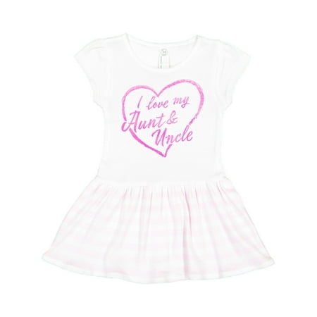 

Inktastic I Love My Aunt and Uncle in Pink Chalk Heart Gift Toddler Girl Dress