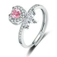 thumbnail image 2 of BNNG Heart Rings for Women Silver Adjustable Heart Birthstone Ring Heart Birthstone Promise Band Rings Jewelry Gifts for Birthday Christmas Mother`s Day Opening Sweet And Cool Ring, 2 of 4