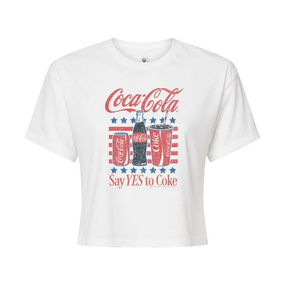 Coca-cola - Say Yes To Coke - Juniors Cropped Graphic T-shirt