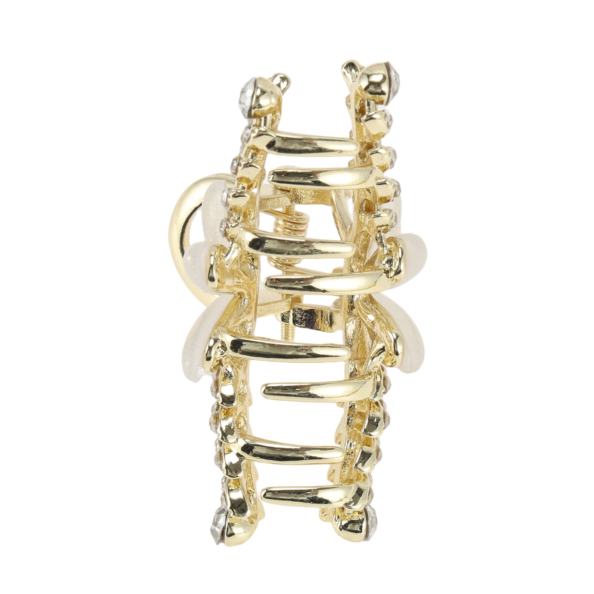 Unique Bargains Elegant Flower Rhinestone Claw Clip in Gold Tone for Stylish Hair