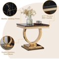 thumbnail image 3 of 22.83" Square Faux Marble End Table, Modern Marble-Patterned Top with Gold Mirrored Stainless Steel O-Base, for Hallway, Living Room, Bedroom, 3 of 4