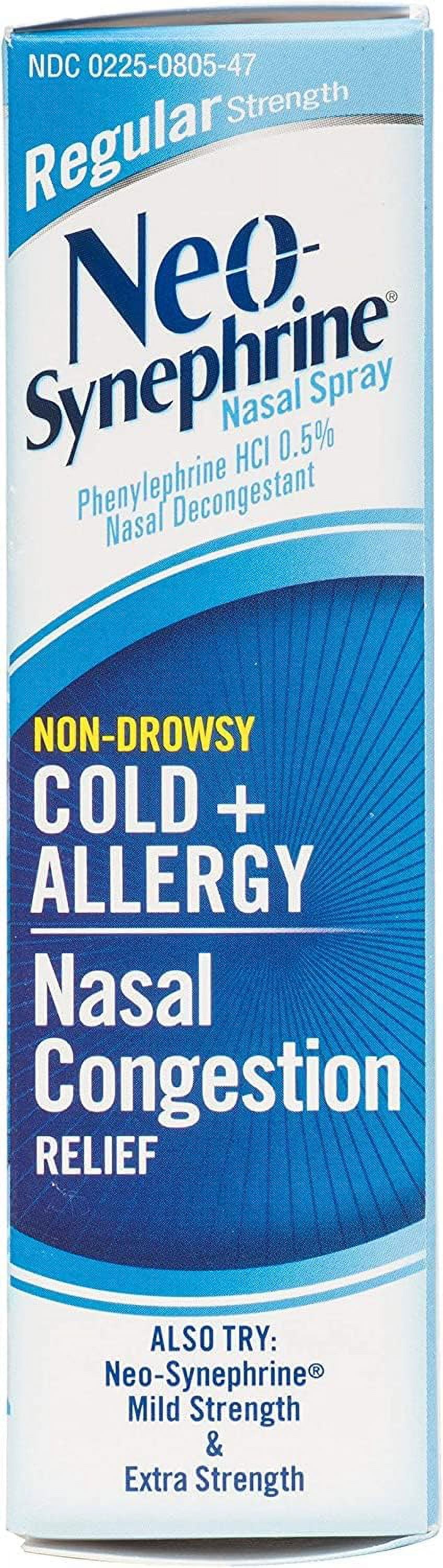 Neo-Synephrine Extra Strength Nasal Spray, Phenylephrine HCl 1percent Nasal Decongestant, Cold and Allergy Nasal Congestion Relief, Pharmacist Recommended, 0.5 fl oz (Pack of 3)