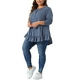 thumbnail image 3 of DARING DIVA Women's Plus Size Tunic Button Henley Blouses 4X Blue, 3 of 6