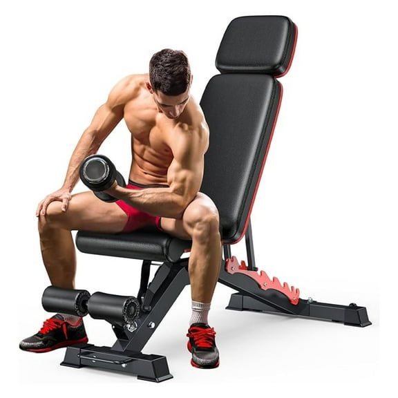 1200LBS Weight , Heavy Duty Adjustable Workout for Home Gym, Weights Lifting Press with Headrest for Full Body Exercise, Incline Decline Sit Up Strength Training Benches