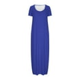 thumbnail image 5 of Meichang Maxi Dresses for Women Summer Short Sleeve Scoop Neck Long Dress Plus Size Loose Fit Solid Tshirt Dresses Beach Vacation Casual Dress, 5 of 7
