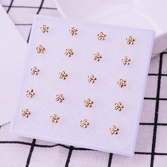 10 Pairs Golden Star Pentagram Heart Plum Blossom Earrings