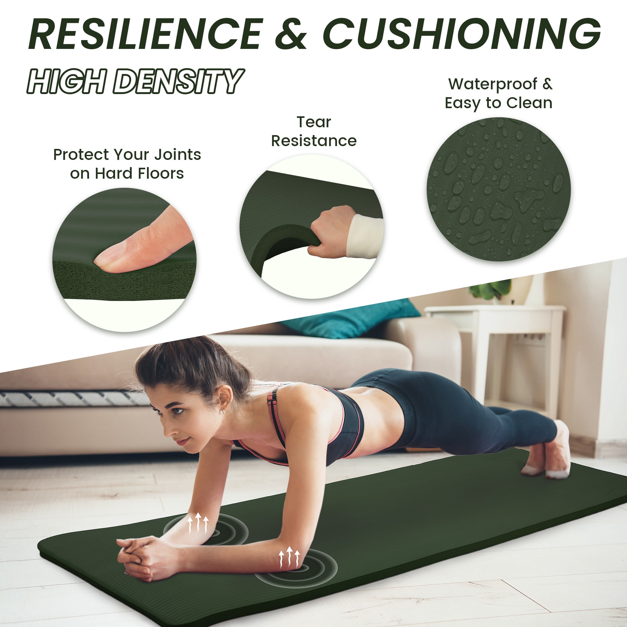 Sprint Demon Extra Thick 1" Yoga Mat - 71"x24" Non-Slip Exercise Mat with Carrying Strap, High Density Foam for Spine & Joint Support, Easy Clean & Portable for Hom，Travel，Gym