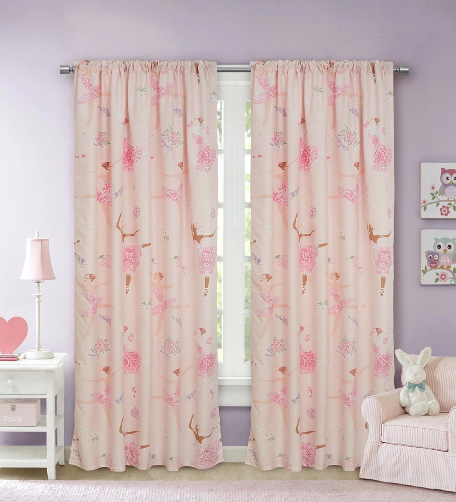 BORN TO DANCE BALLERINA LINED CURTAINS 54" DROP CHILDRENS BEDROOM W/ TIE BACKS 