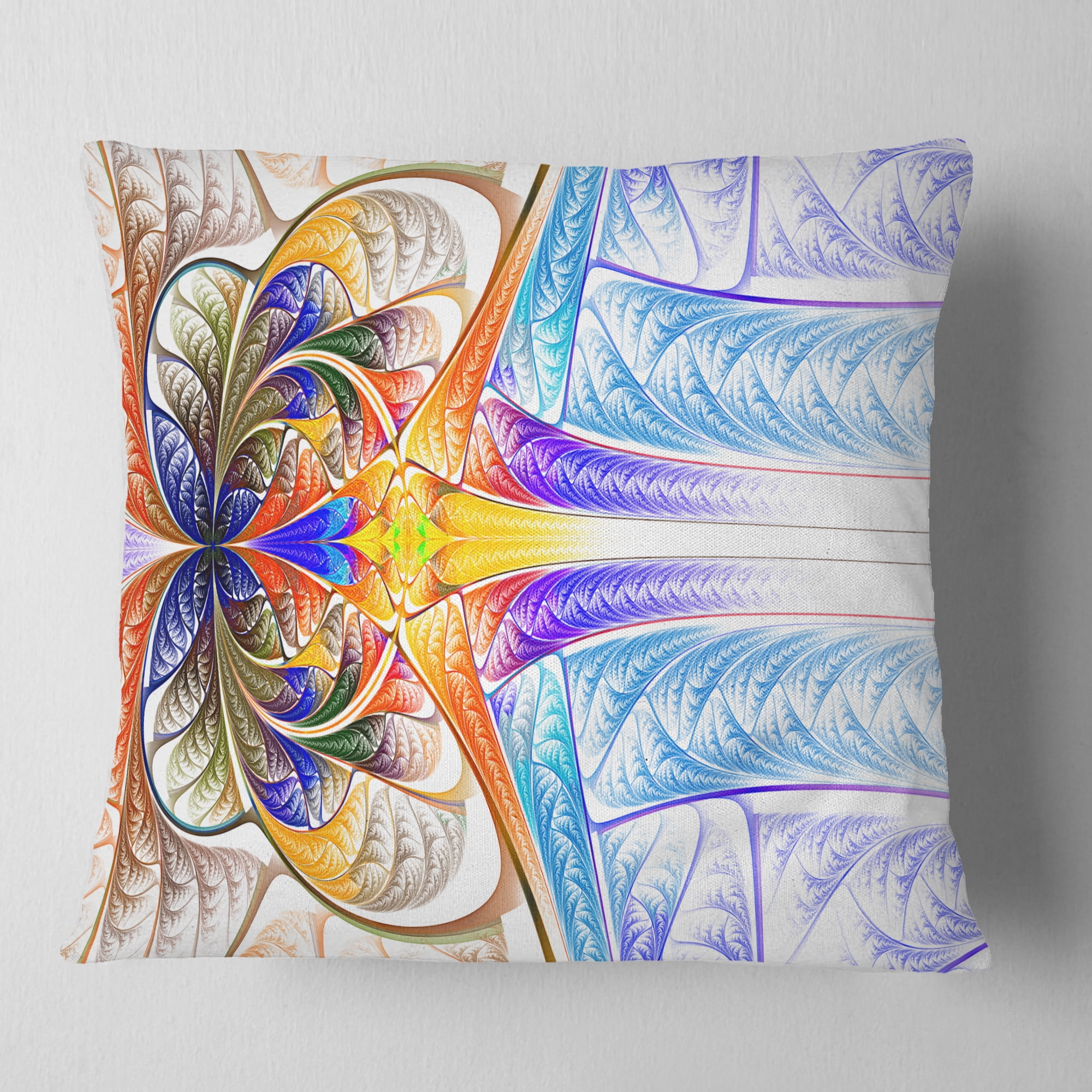 Designart Strange Fractal Desktop - Abstract Throw Pillow - 16x16