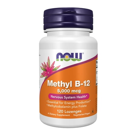 NOW Supplements, Methyl B-12 (Methylcobalamin) 5,000 mcg, Nervous System Health*, 120 Lozenges