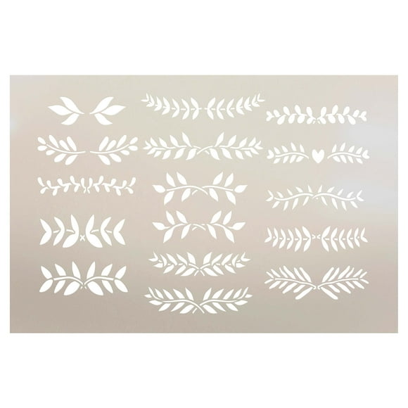 Botanical Bliss Greenery Embellishments Stencil - Craft DIY Plant Home Decor Paint - Reusable Mylar Template - 12 x 8 inch - Wood Sign - Select Size