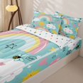 thumbnail image 3 of Erosebridal Cartoon Rainbow Zipper Twin Comforter Sets with Fitted Sheet and 2 Pillowcases,Kawaii Love Heart Zipper Bedding Set,Mint Green Pink Yellow,Reversible, 3 of 6