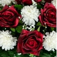 thumbnail image 4 of Sympathy Silks Artificial Cemetery Flowers 30" Red Open Rose/White Mum Saddle for Headstone, 4 of 9