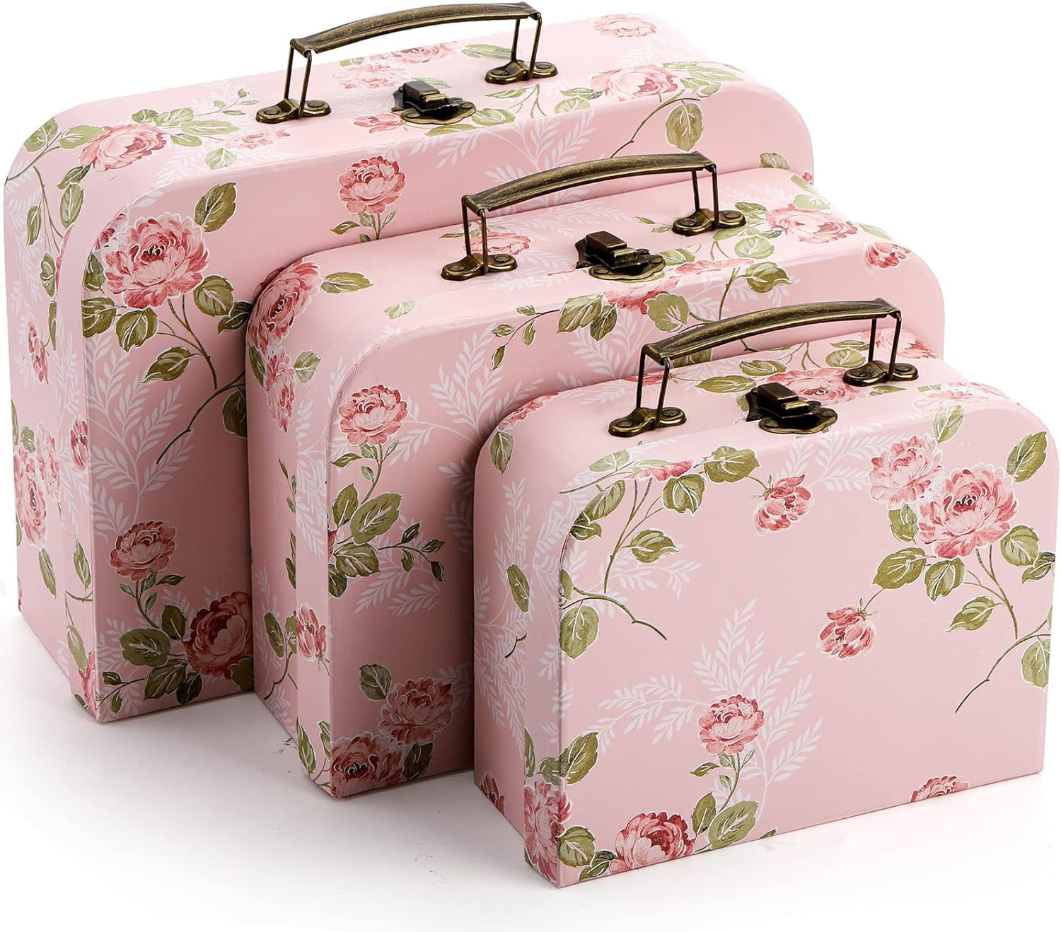 Paperboard Suitcases Storage Box Decorative Storage Boxes With Lids for Photo Storage Home Decoration, Wedding, Birthday, Anniversary