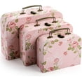 thumbnail image 4 of 3 Pack Paperboard Suitcases Storage Box With Lids - Decorative Gift Boxes for Photo Storage, Home Decoration, Wedding, Birthday, Anniversary - Pink, 4 of 7