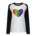thumbnail image 3 of EQWLJWE Hoodie for Women Rainbows Heart Print Graphic T-Shirt Crew Neck Pride Tshirts Clothes CLong Sleeve Tops, 3 of 5