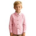 thumbnail image 4 of Fozruso Boys Striped Button-Down Shirts Long Sleeve Collared Dress Shirts School Uniform Shirts for Toddler and Kids, 4 of 7