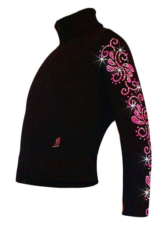 Ice Skating Jacket with "Pink Neon Swirls" Rhinestuds Design