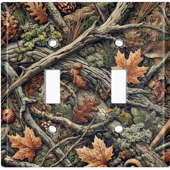 Metal Light Switch Wall Plate Outlet Cover (Printed Image of Deadwood Camo - Double Toggle)