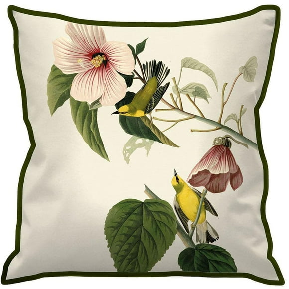 John James Audubon Blue-Winged Yellow Warbler Filled Cushion