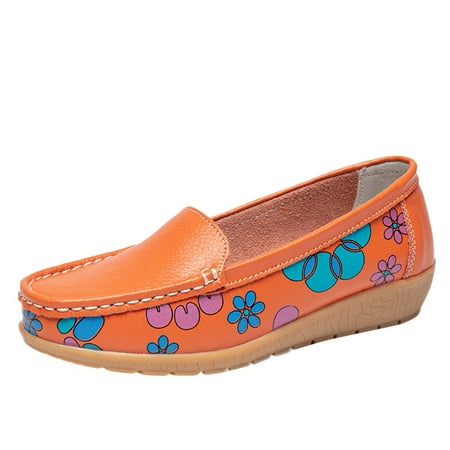 

A0624 casual shoes for Women Ladies Casual Shoes Wedge Heel Flowers Print Comfort Solid Color Single Shoes Loafers Casual Shoes PU