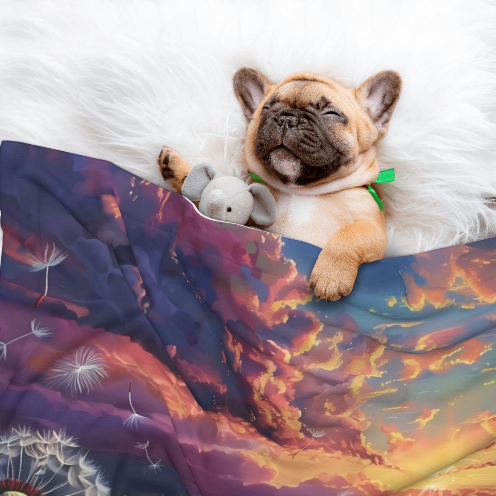 Naloa Dreamy Dandelion Sunset Dog Blanket, 3 Sizes Cat Blanket for Indoor Cats Large Medium Small Dog Gifts-Medium