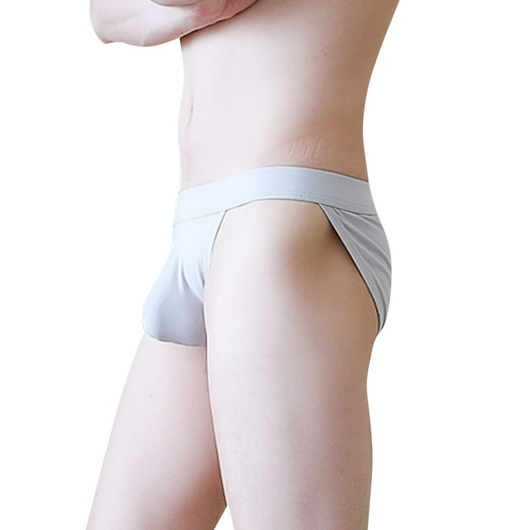 Vedolay Panties For Men Cotton Men Stretchy Underwear Bikini Comfort T-Back  Solid Pouch Panites,Gray L 